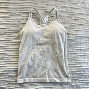 Women's White Ribbed Tank Top